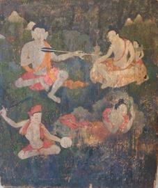 Tibetan painting on wood: Tantric adepts