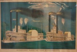 Currier Ives Midnight Race on the Mississippi