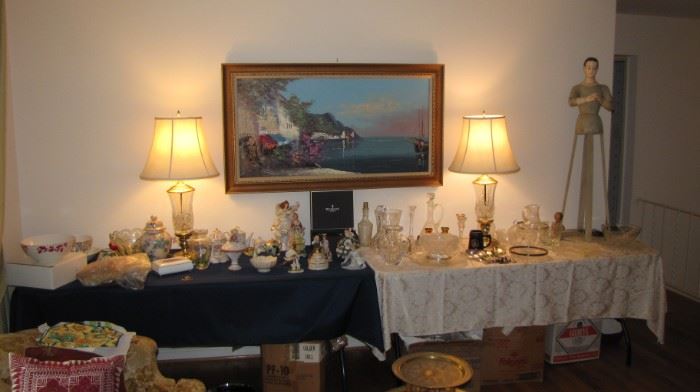 Fine crystal - art - Brass & Crystal Stiefel signed lamps.