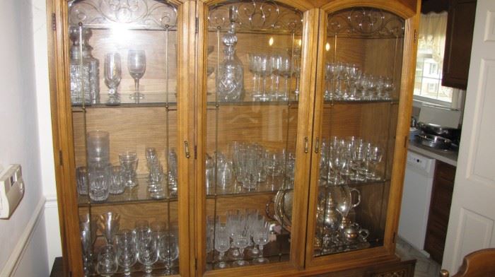 China Hutch full of crystal and cut glass. 