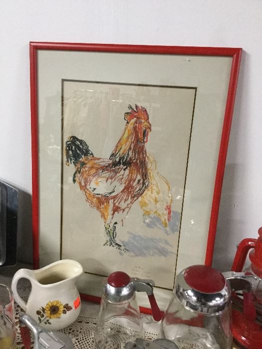 Rooster and hen original drawing