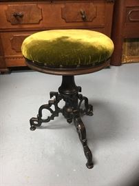 Antique stool with cast iron pedestal