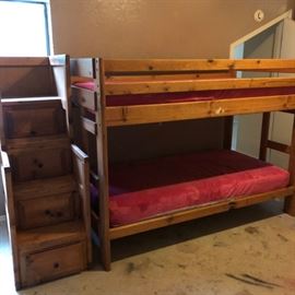 Cedar bunk beds with stair case