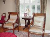 Parlor chairs with carved heads, paw feet, part of Edwardian set