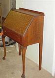 Oak desk with drop front and cabriole legs