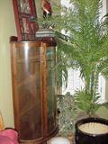 Curved glass oak china cabinet