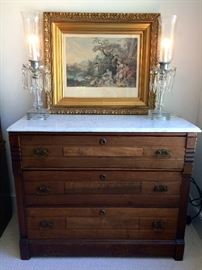 Marble top 3 drawer antique dresser 