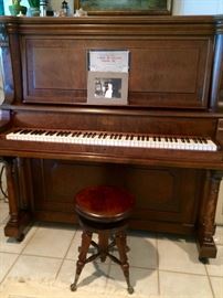 antique oak upright piano 
