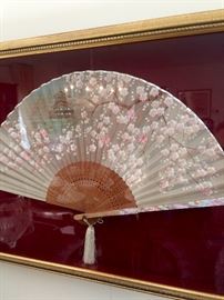 Framed silk fan