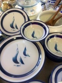 Noritake  "Running Free" stoneware dish set (sailboat images)