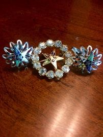 Vintage Eastern Star pin & earrings 