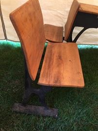 Cast iron and wood school house chairs