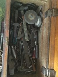Lots of Antique tools boxes and tools