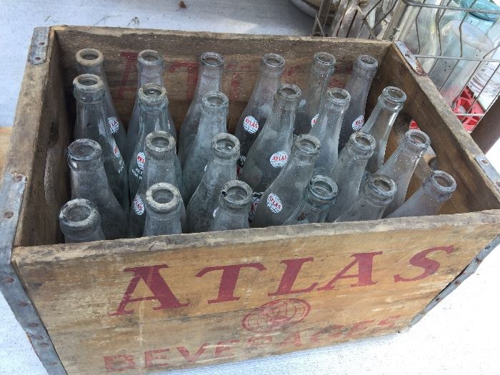 Vintage Detroit Atlas Crate and bottles