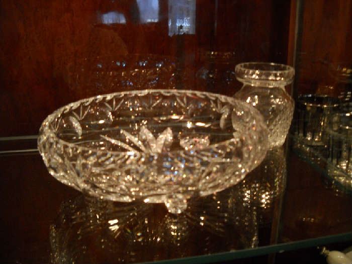 Lead crystal bowl and Waterford jar 
