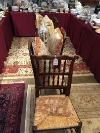 Set of 6 18th Century Rush Seat Dining Chairs 