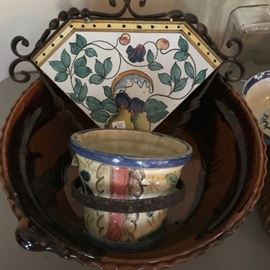 Wrought Iron Italian Tile Wall Plant Hanger