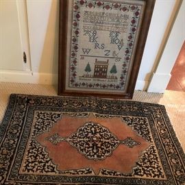 Sampler and Oriental Rug