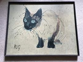 Fritz Rudolf Hug Siamese cat print on canvas.