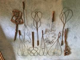 Collection of antique rug beaters.