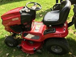 Craftsman T2200 riding lawnmower with accessories.