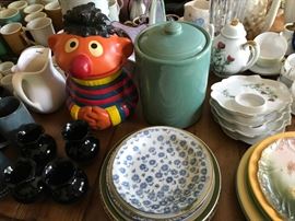 Vintage Sesame Street "Ernie" cookie jar; lots of of nice dinnerware, pottery and glass.