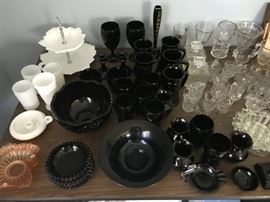 Large selection of black amethyst glassware,