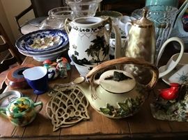 McCoy teapot; flow blue china; Dutch transferware.