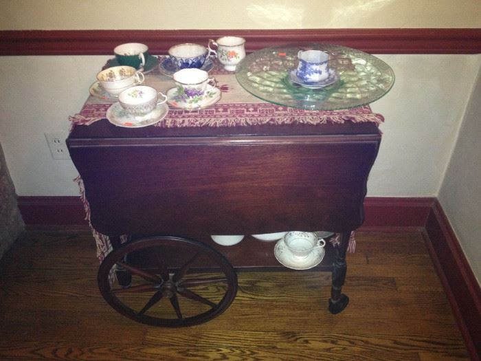 vintage tea cart w/drop side table