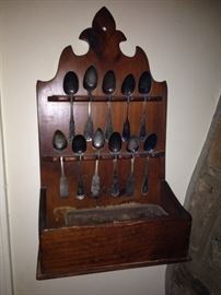 vintage spoon rack - sterling spoons