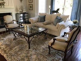 Roll Arm Sofa w Nail Heads