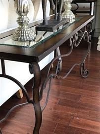 Console Table, Glass and Iron