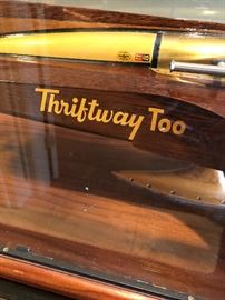 1950's Wood Model Of Hydroplane Model in Glass Case