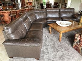 Aoda Leather Sectional with Touch Control Recliners
