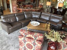 Aoda Leather Sectional with Touch Control Recliners