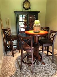Pub Style Wood High Top with Barstools