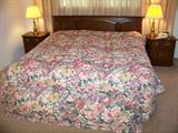 Mahogany Pennsylvania House King Bed with Matching Triple Dresser and Two Match Nightstands, Two Stiffle Lamps