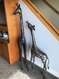 Large metal giraffes