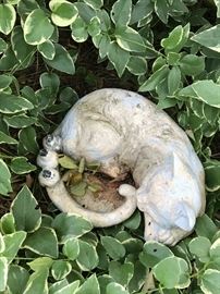 Sleeping kitty w/birds on tail