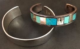 Sterling & Turquoise Cuff, Sterling Cuff