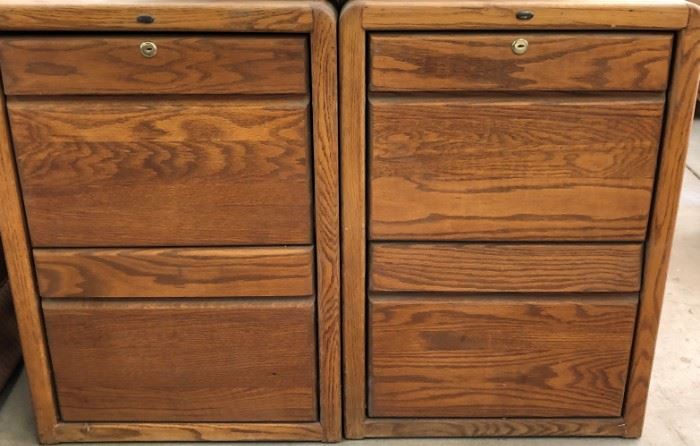 Oak File Cabinets w Keys (4 each 2-Drawer)
