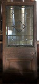 Stained Glass Mahogany Door and Matching Transom