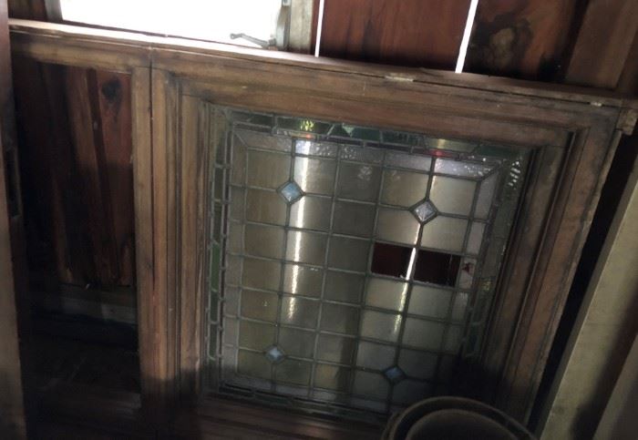 Stained Glass Mahogany Door and Matching Transom