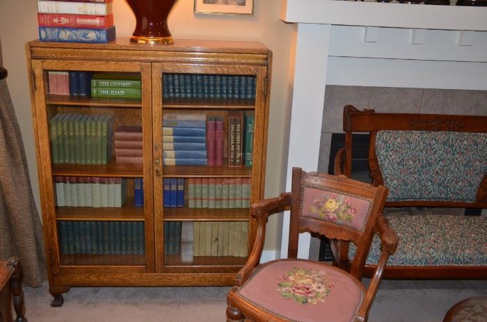 antique book case, antique furniture, rare books