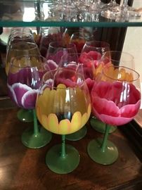 Flower Glass Wine Goblets