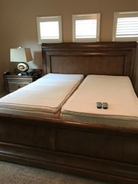 Top of Line Tempurpedic Adjustable Twin Beds in King Bed Frame