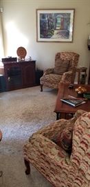 Living room chairs and coffee table