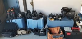 Cameras, binocluars, tripods