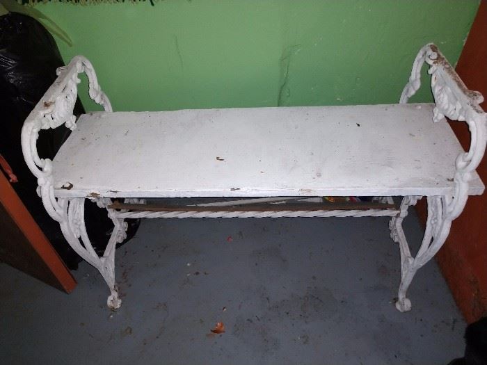 antique iron bench