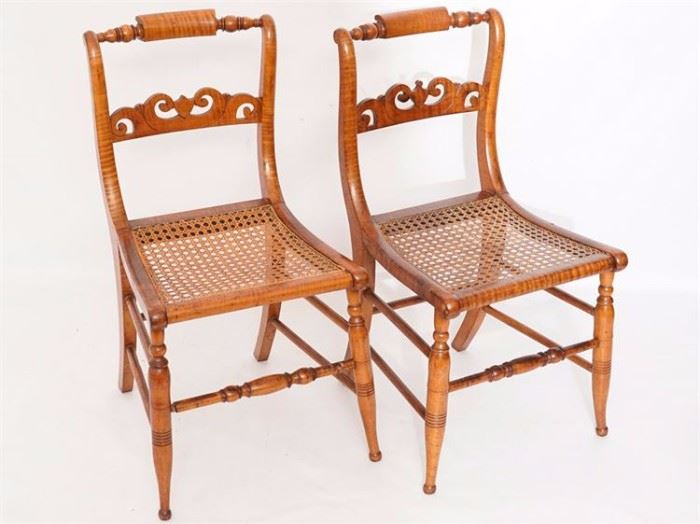 39EK Pair Classical Side Chairs in Tiger Maple